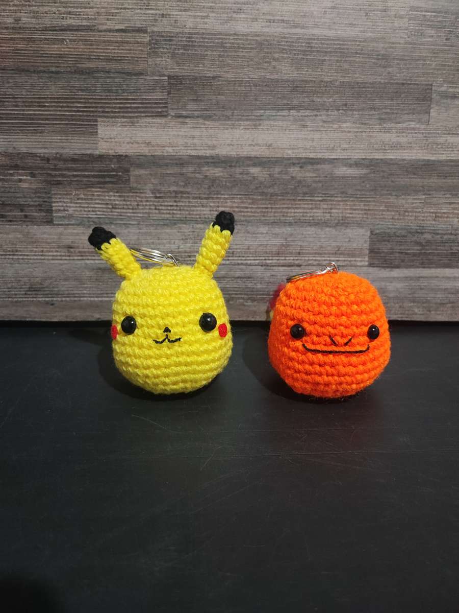 Beautiful Pokémon Charmander and Pikachu Keychain Plushy