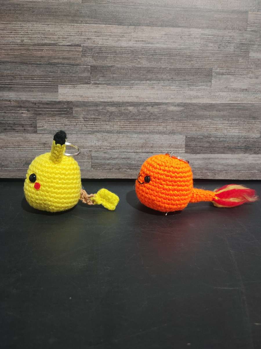 Beautiful Pokémon Charmander and Pikachu Keychain Plushy