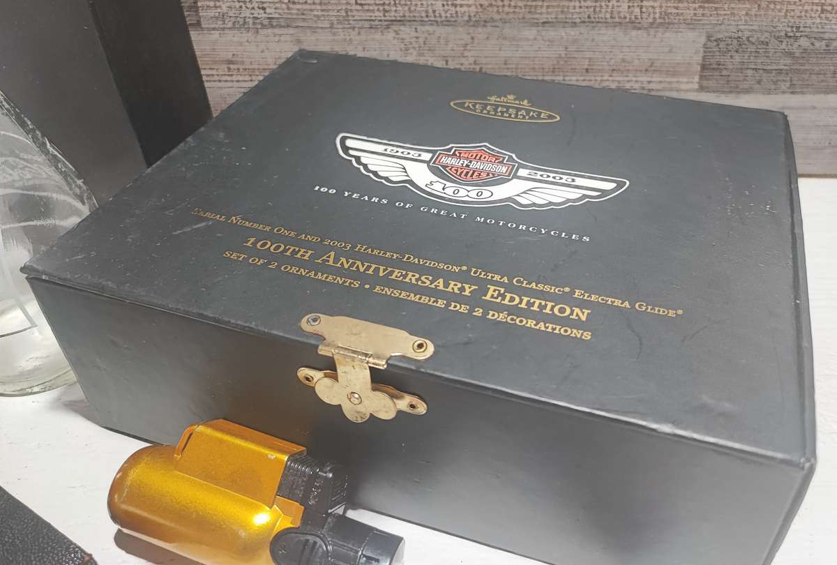 Harley Davidson storage box with goodies