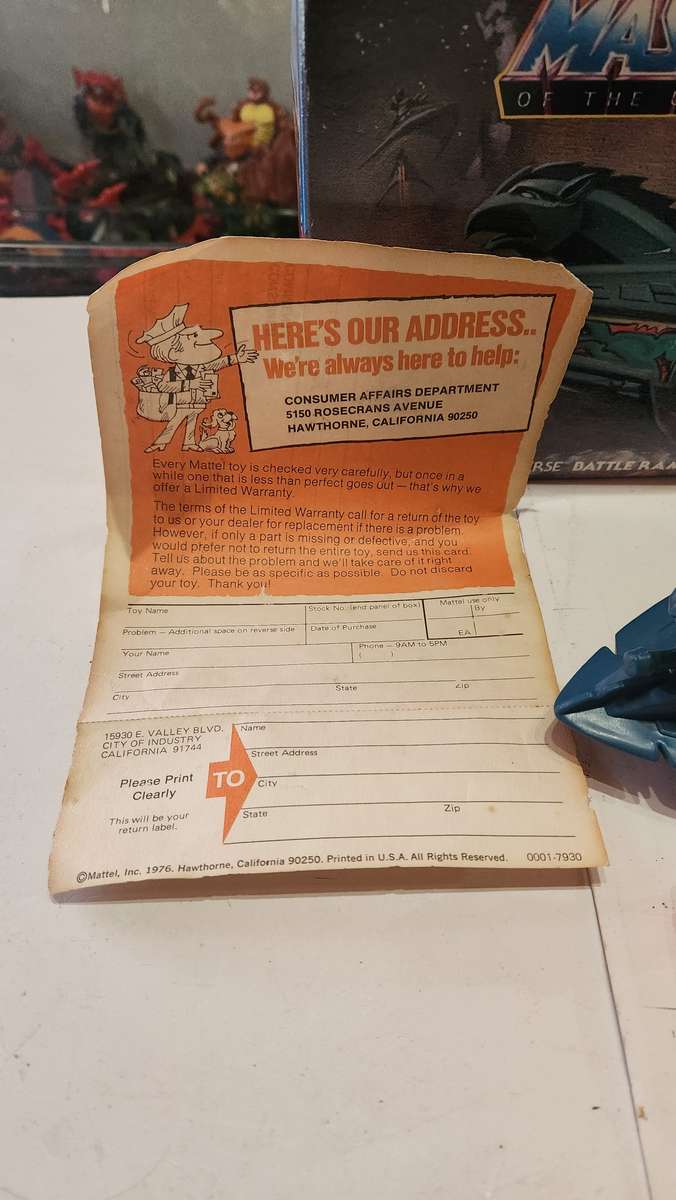 1981 Complete Boxed Battle Ram of He-Man-Masters of the Universe (MOTU) Vintage Figure