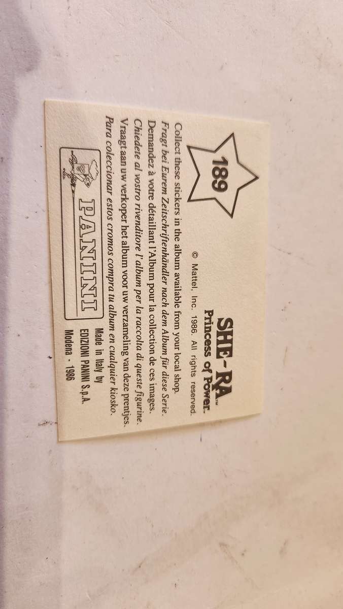 1986 She-Ra Princess of Power Panini Sticker 189 (She-Ra) Vintage Figure