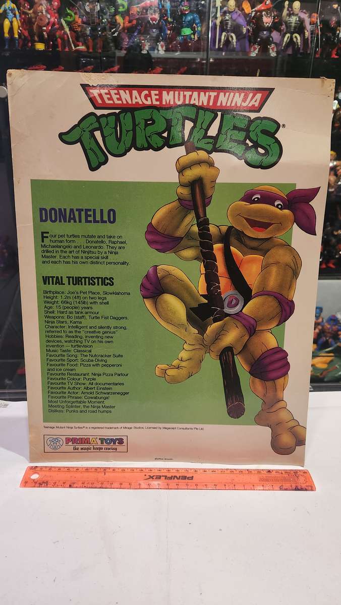 1990 Tmnt Vintage Prima Toys Donatello Poster Card Teenage Mutant Ninja Turtles