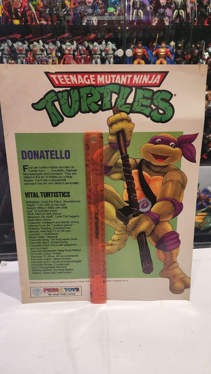 1990 Tmnt Vintage Prima Toys Donatello Poster Card Teenage Mutant Ninja Turtles
