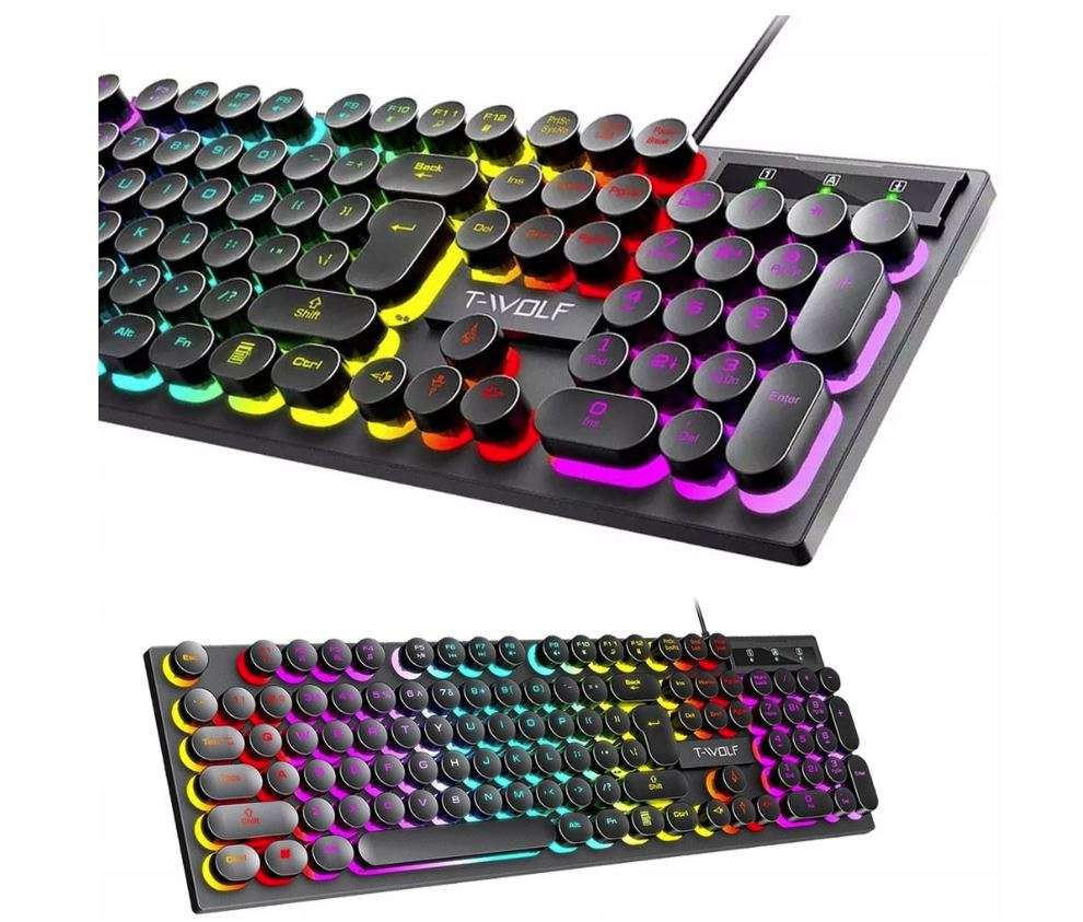 T-Wolf T80 RetroPunk Rainbow Gaming Keyboard