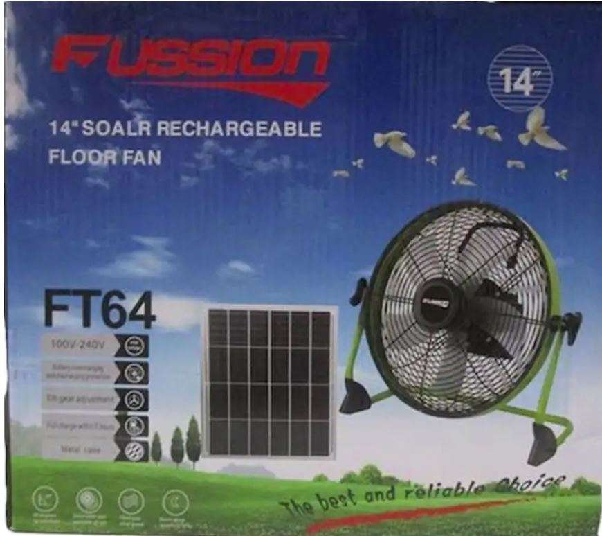 14" Solar Rechargeable Floor Fan