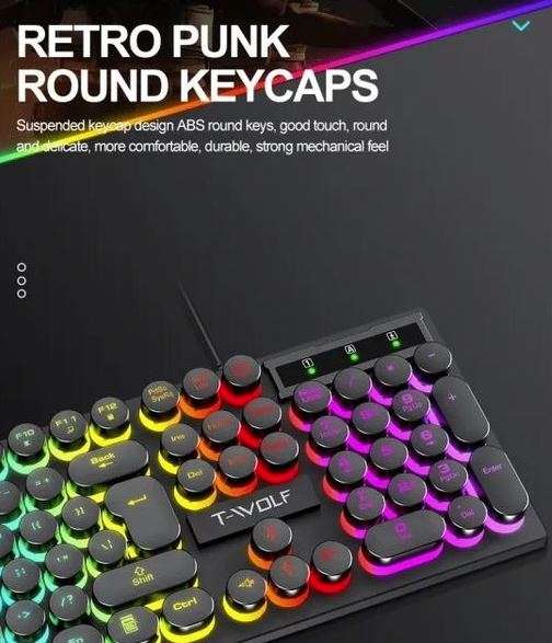 T-Wolf T80 RetroPunk Rainbow Gaming Keyboard