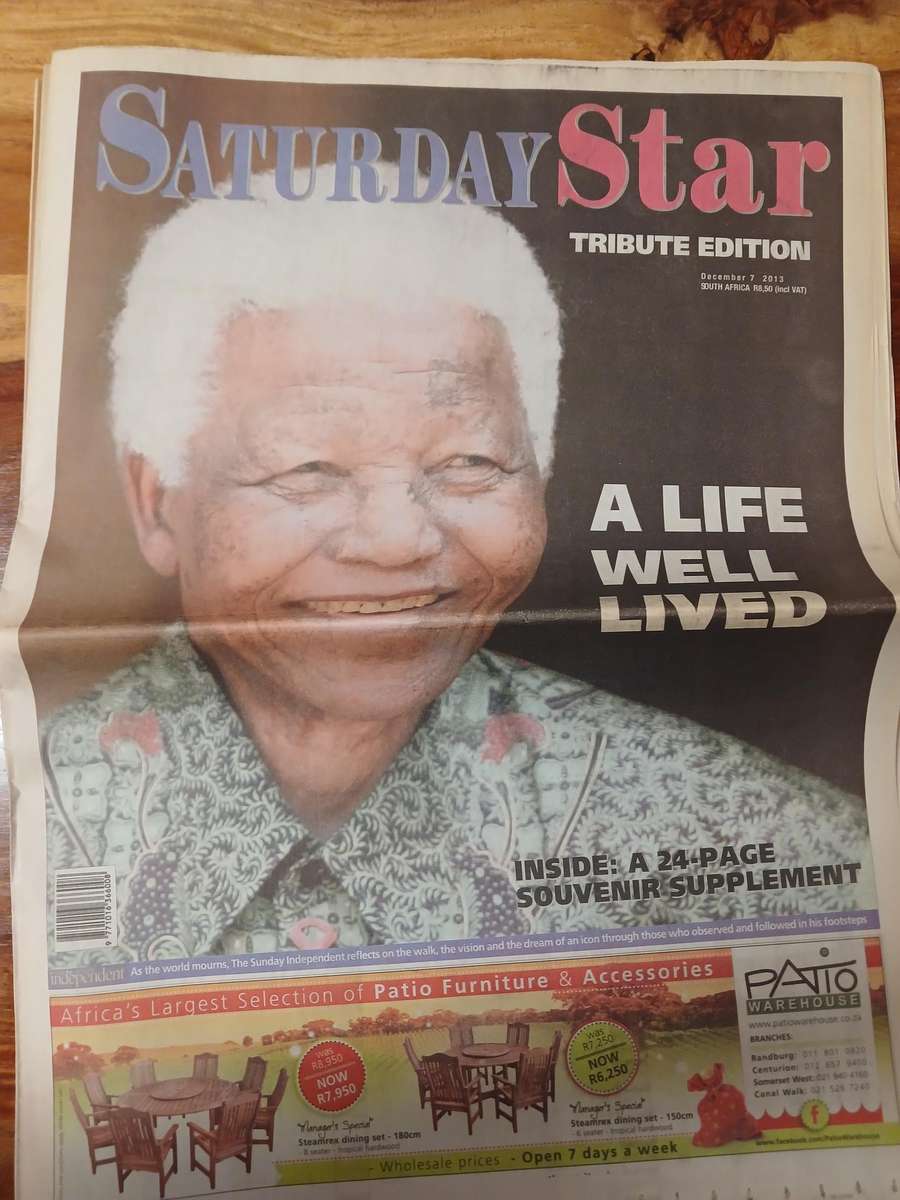 News Paper -  Nelson Mandela - Saterday Star 7 Dec 2013