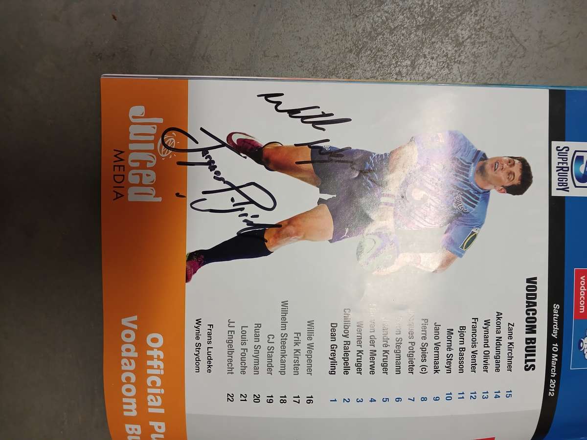 Rugby Programme - Lot I Signature Jaques Potgieter