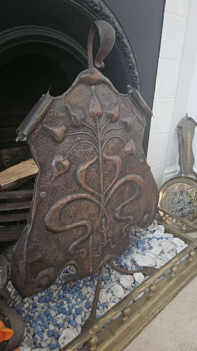 Unique Copper Art Nouveau fireplace screen