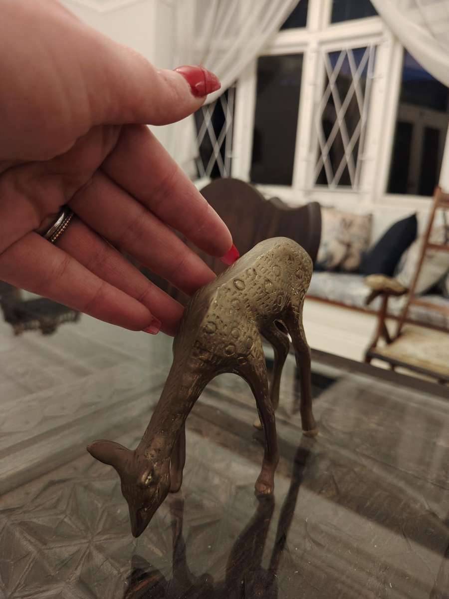 Beautiful brass grazing deer