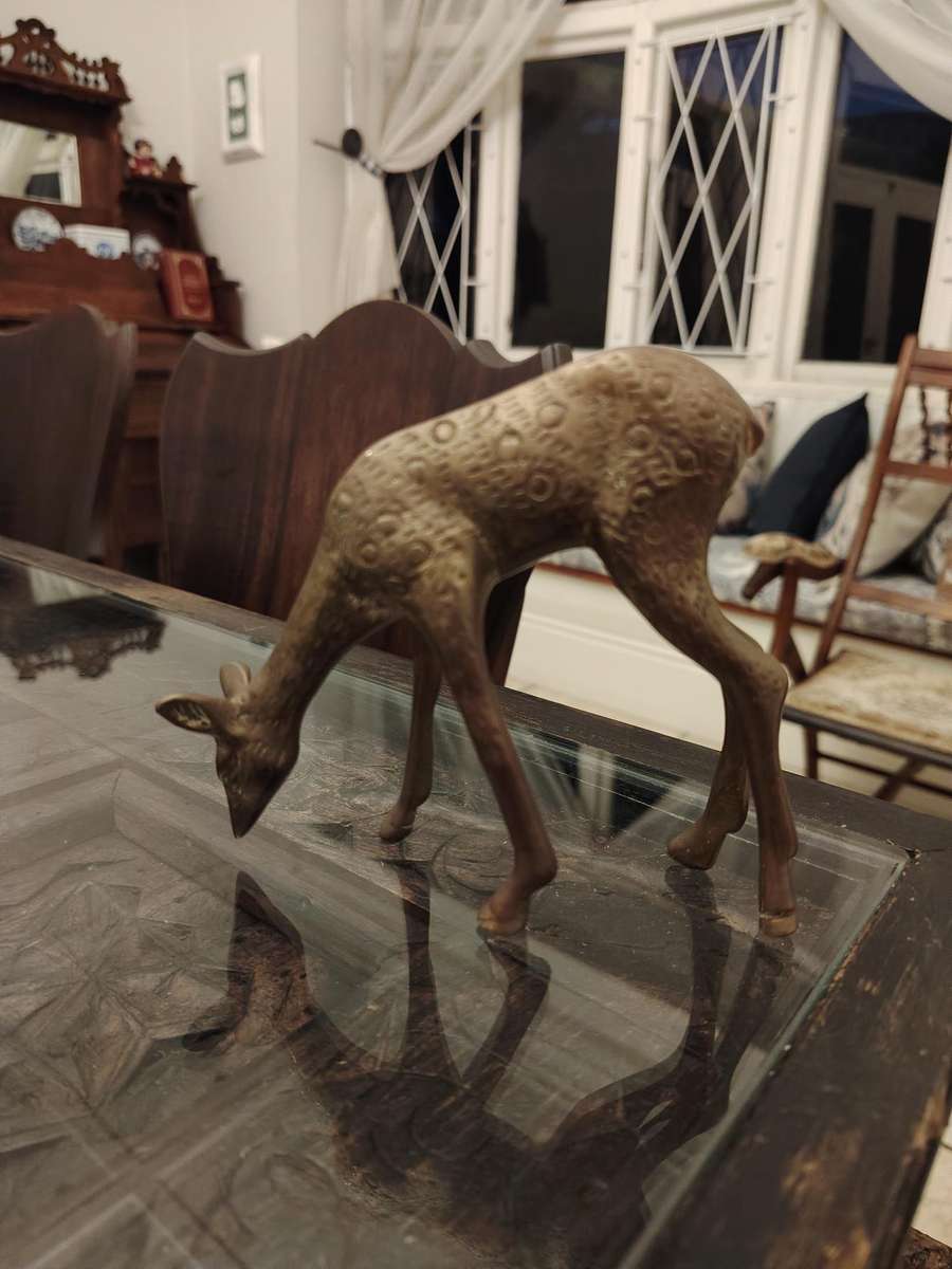 Beautiful brass grazing deer