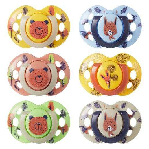 Tommee Tippee Fun Style Soothers 6 Pack, Symmetrical Orthodontic Design for 6-18 Months