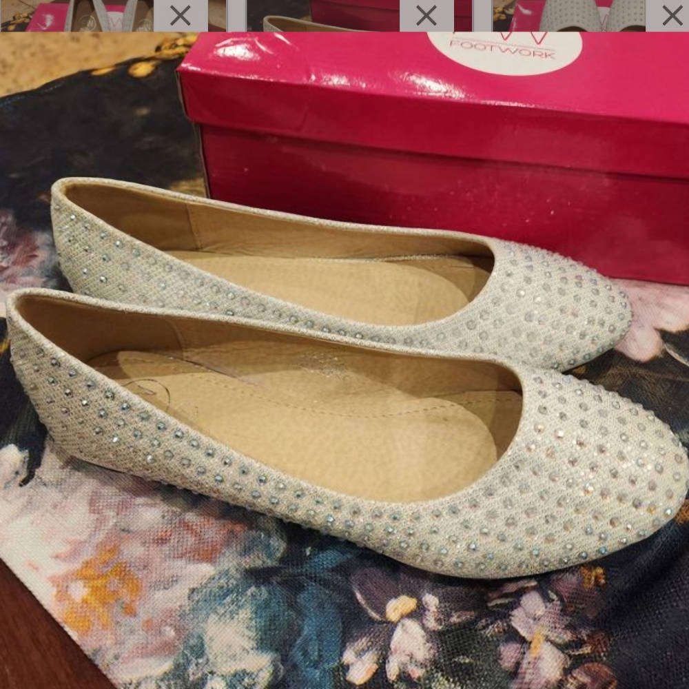 New Silver Diamanté Footwork Pumps