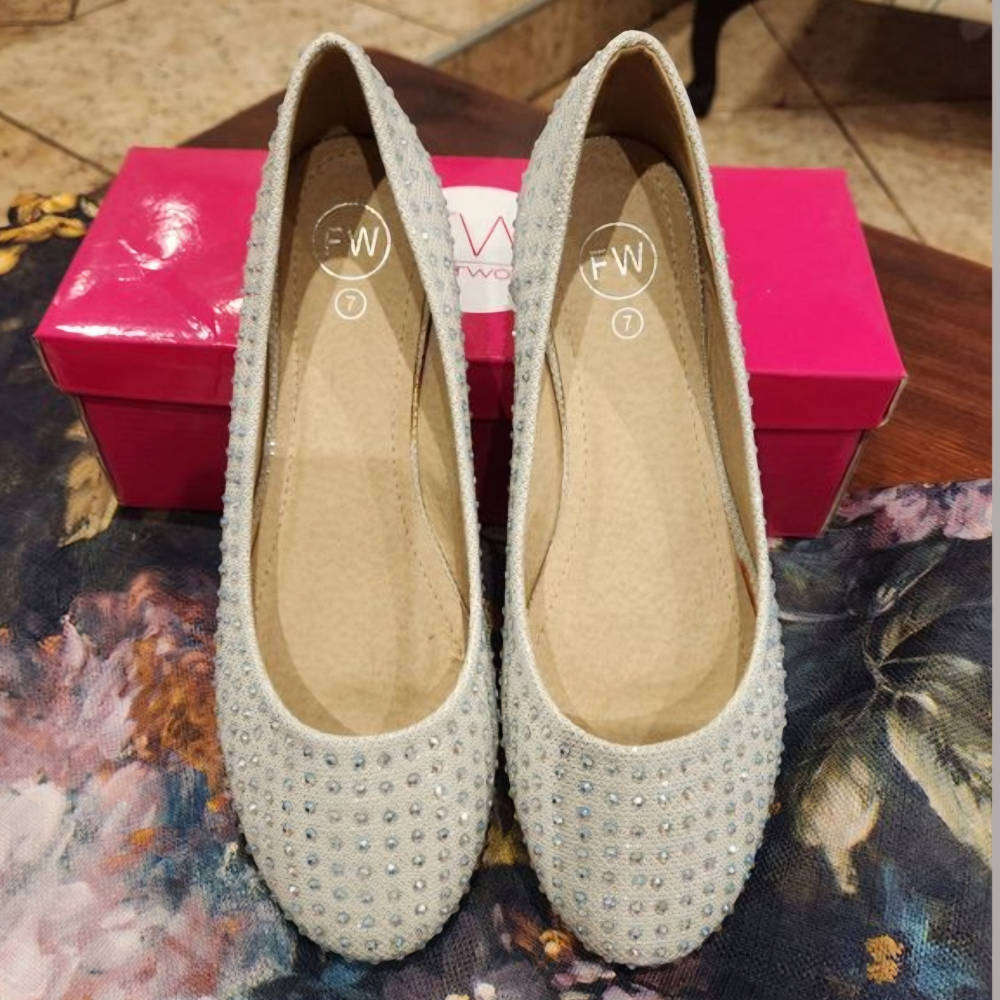 New Silver Diamanté Footwork Pumps