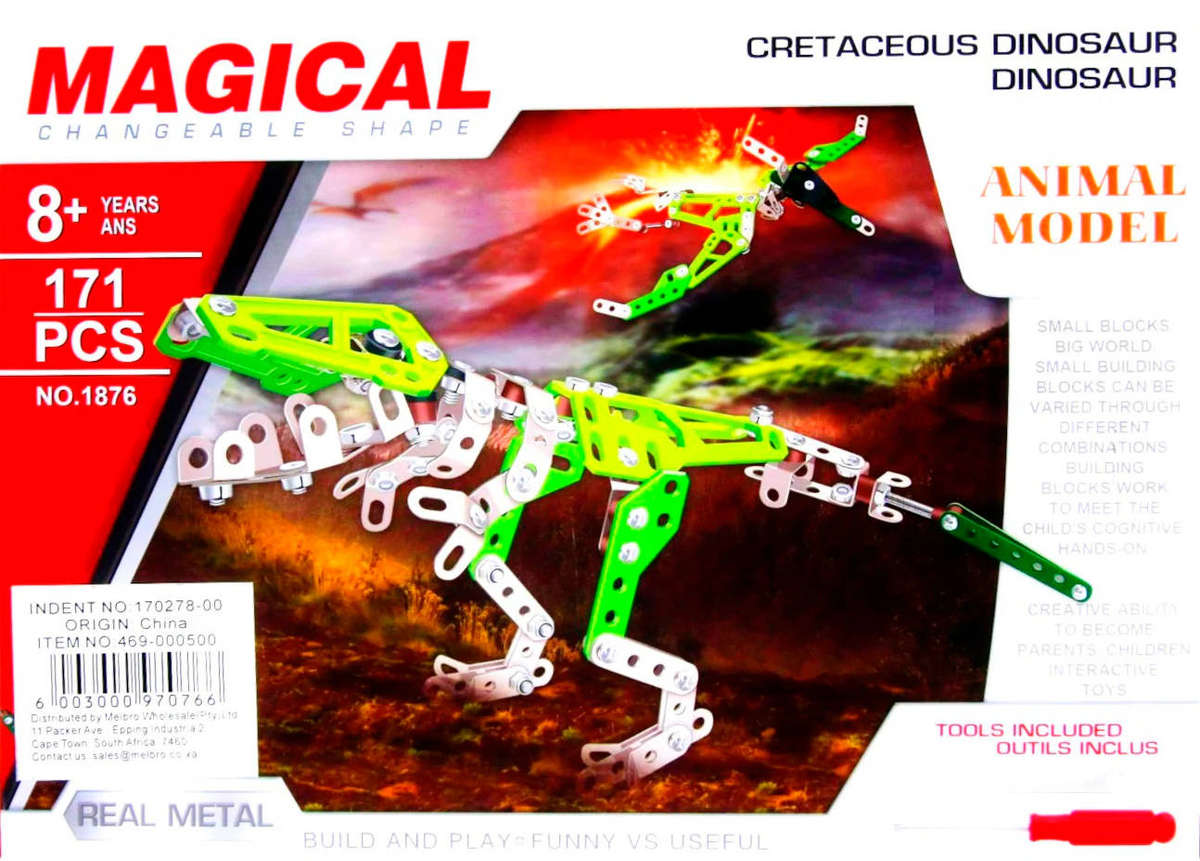Metal changeable dinosaur toy - adjustable dinosaur figure for kids