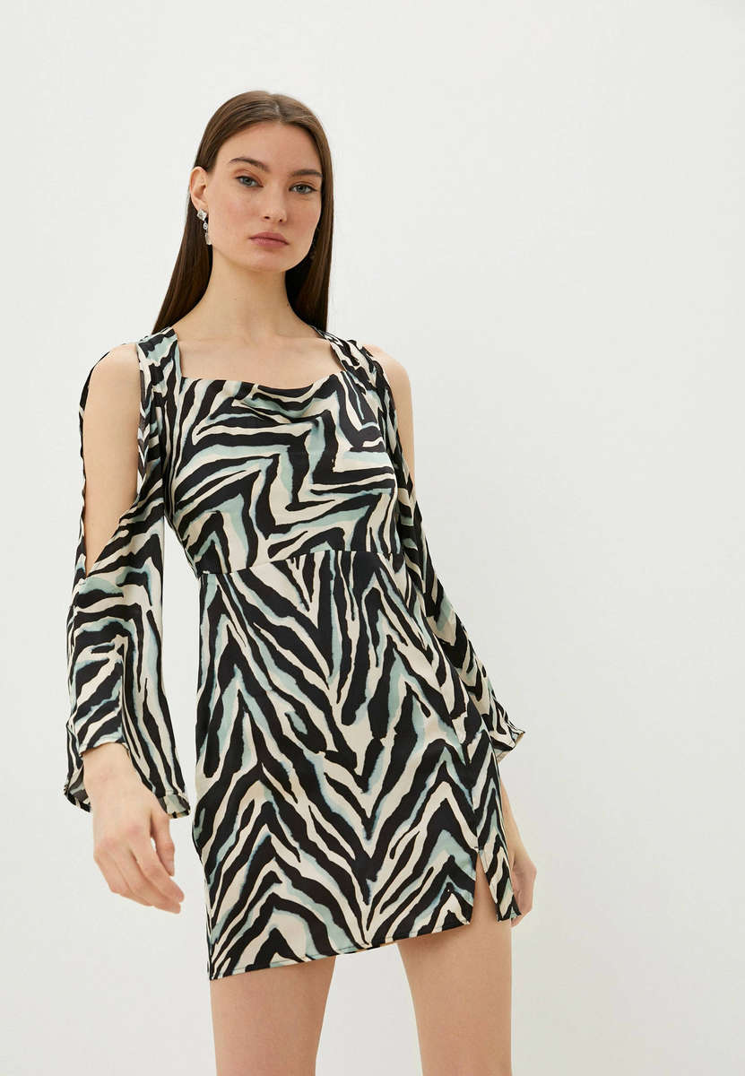 NEW Brown Animal Print Bell Sleeve Mini Dress UK10