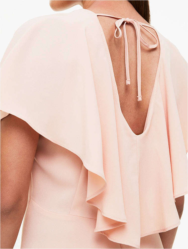 Woolworths UK16 Pink Frill Tie Back Fit & Flare Midi Dress