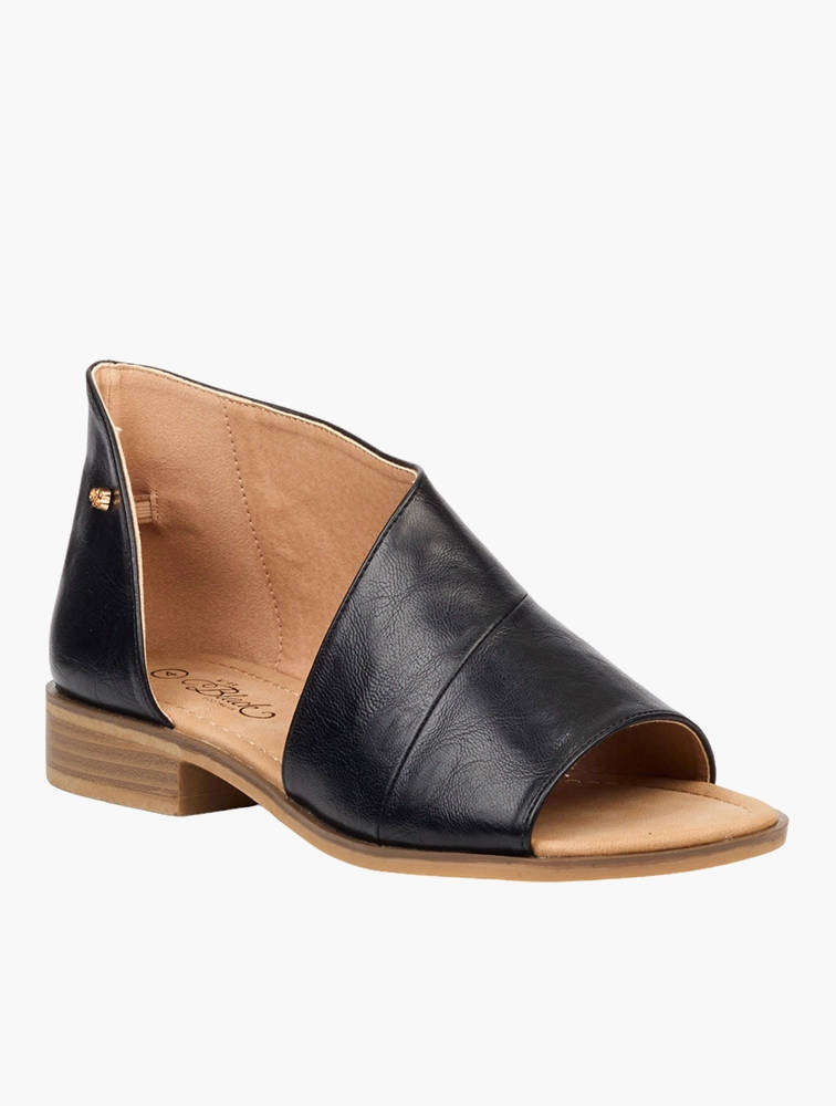 Miss Black UK7 Black Micah 5 Faux Leather Sandals