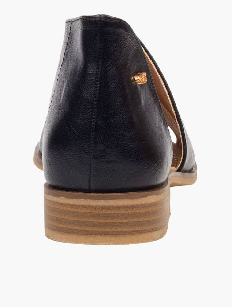 Miss Black UK7 Black Micah 5 Faux Leather Sandals