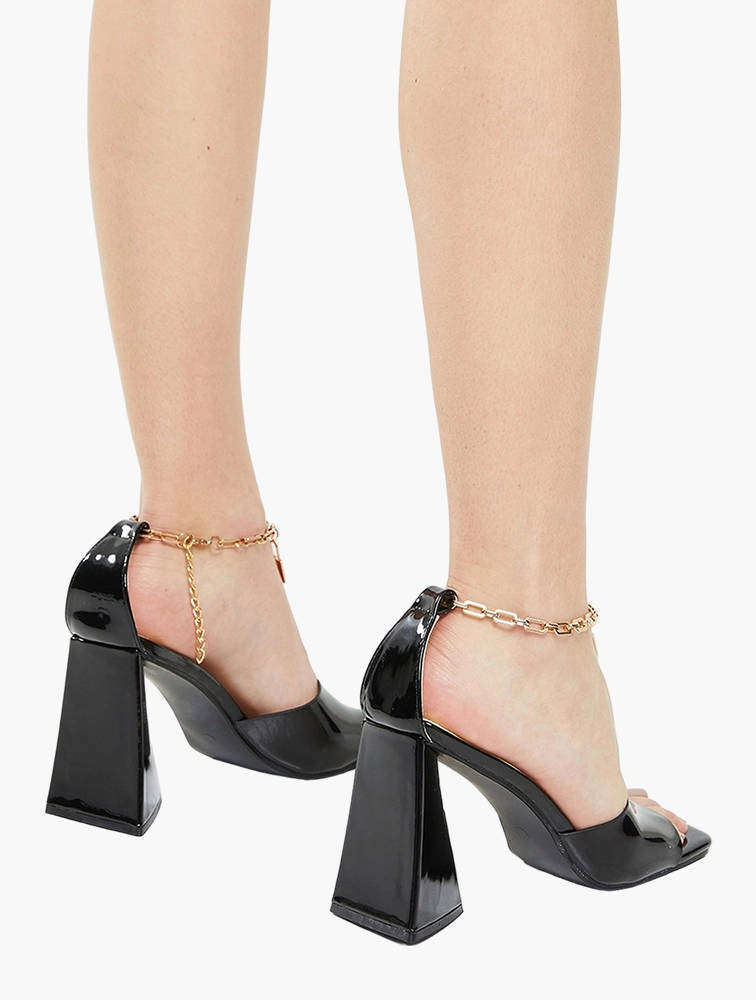Madison UK7 Addison Chain Ankle Tie Heels - Black