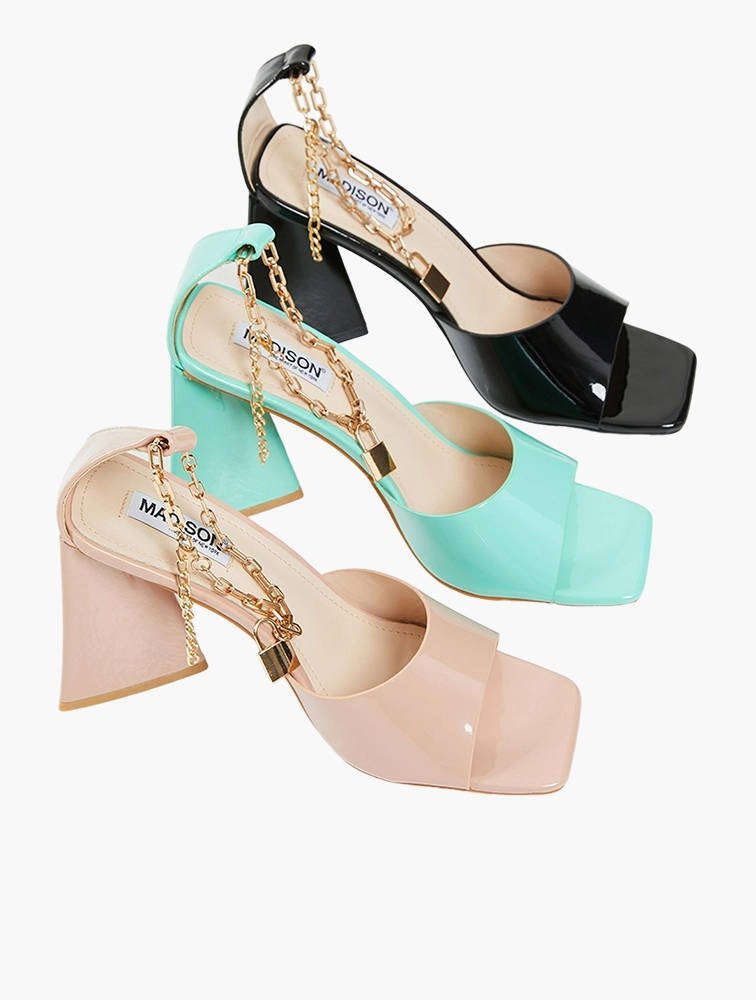 Madison UK7 Addison Chain Ankle Tie Heels - Black