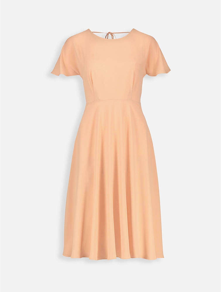 Woolworths UK16 Pink Frill Tie Back Fit & Flare Midi Dress