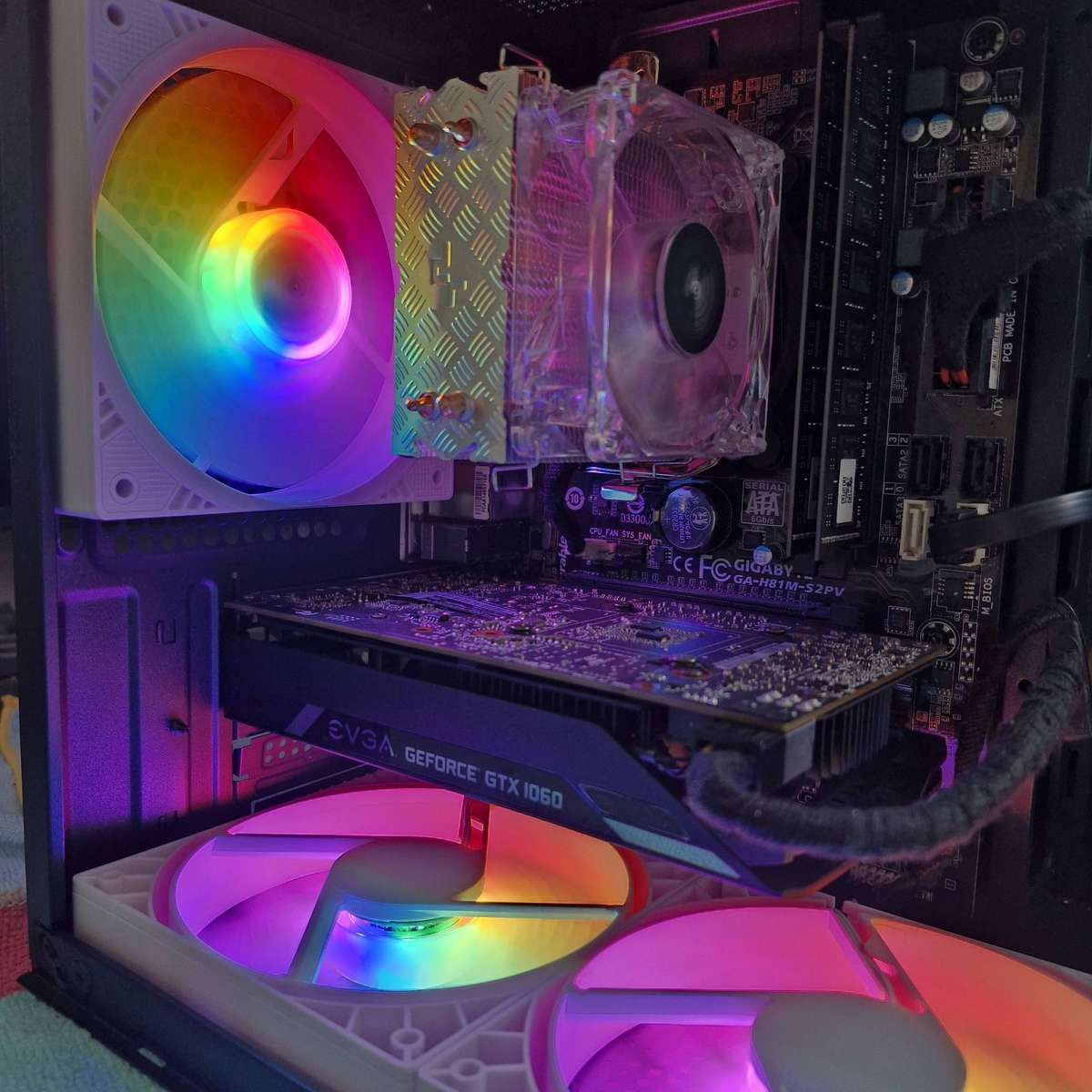 Gaming compact PC with static ARGB, GTX1060 6Gb GPU, i5-4590 CPU, 16Gb RAM, 512Gb SSD, Win 11 Pro