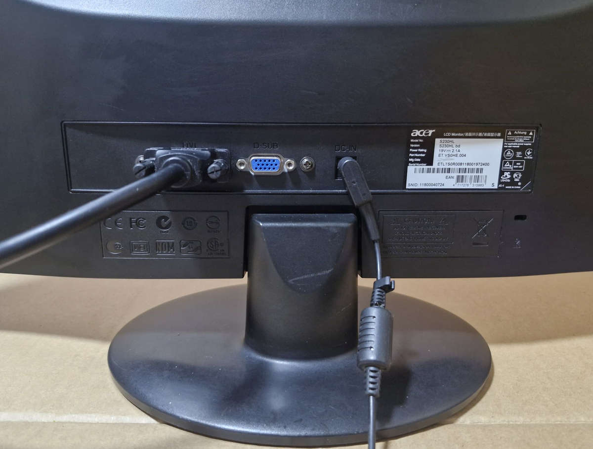 Acer 23 Inch,  HD LCD Monitor S230HL, VGA / DVI