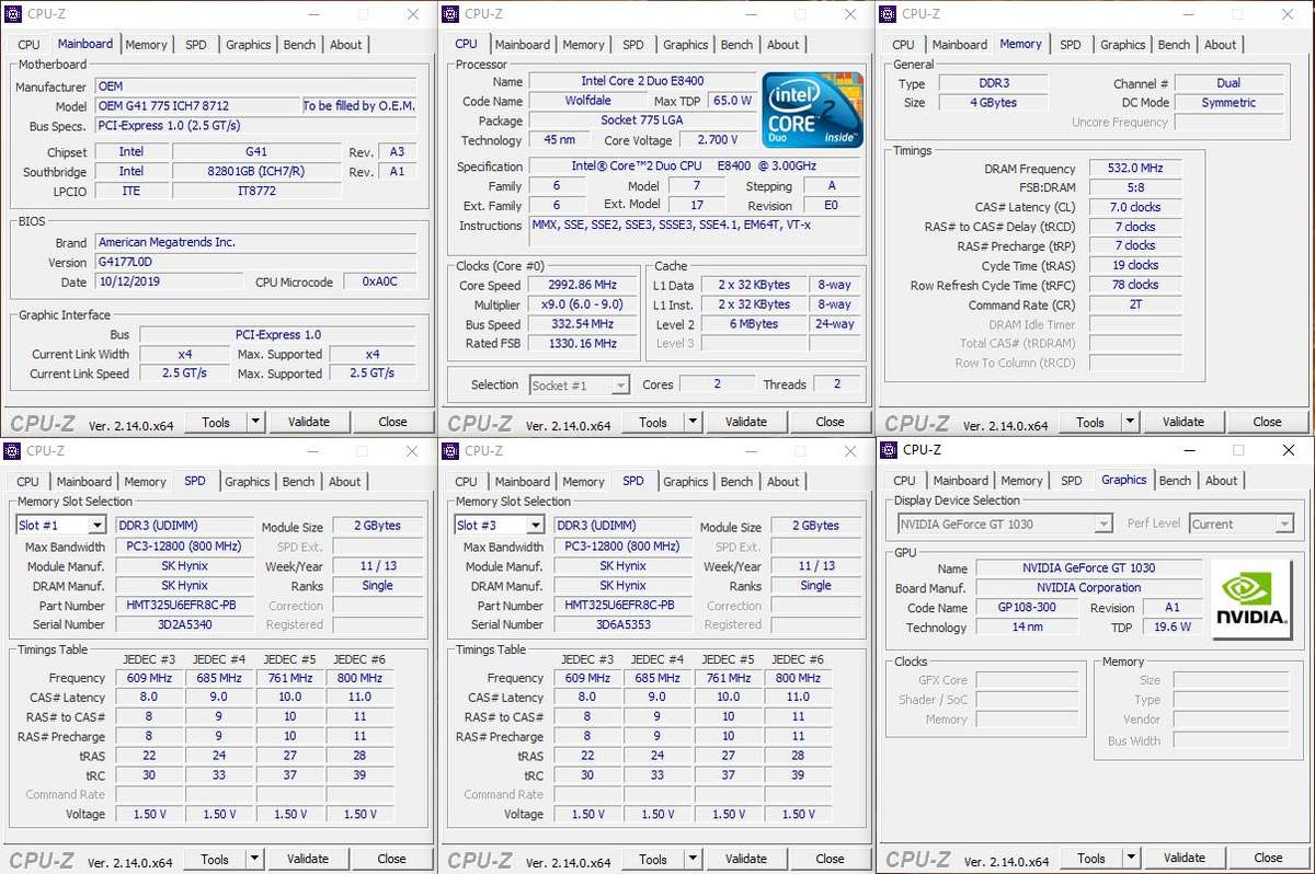 Windows 10 Desktop PC, GT1030 1Gb GPU, C2Duo E8400 CPU, 4Gb RAM, 250Gb SSD, DVD