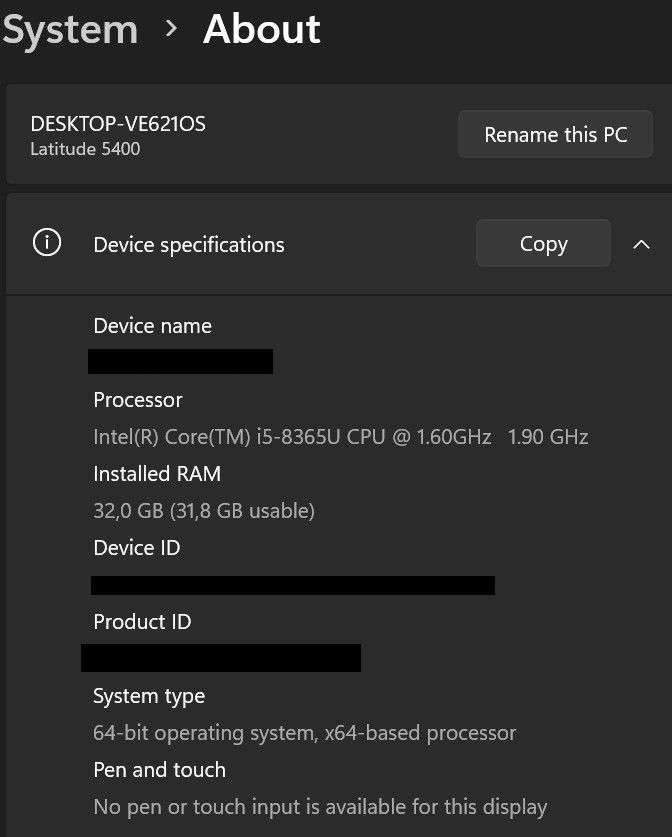 DELL LATITUDE 5400 LAPTOP | CORE i5 8365U 8th Gen 32GB RAM 512GB NvMe - IMMACULATE