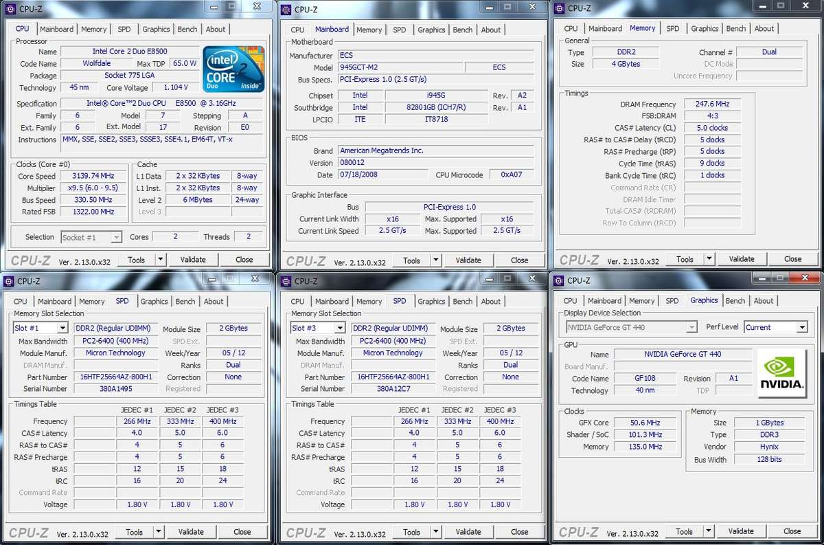 Windows 10 Desktop PC, GT 440 1Gb GPU, Core2 Duo CPU, 4Gb RAM, 120Gb SSD, DVD, Win 10 Pro