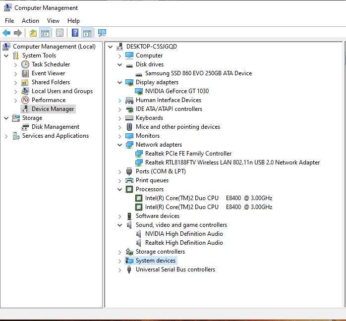 Windows 10 Desktop PC, GT1030 1Gb GPU, C2Duo E8400 CPU, 4Gb RAM, 250Gb SSD, DVD