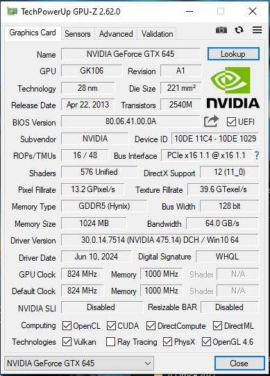 Windows 10 Desktop PC, GTX645 1Gb GPU, C2Duo E7500 CPU, 4Gb RAM, 120Gb SSD, DVD