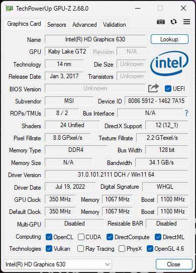 Gaming PC, MSI H110M Pro M/B, i5-7500 CPU, 16Gb RAM, 256Gb NvMe, no GPU, Win 11 Pro