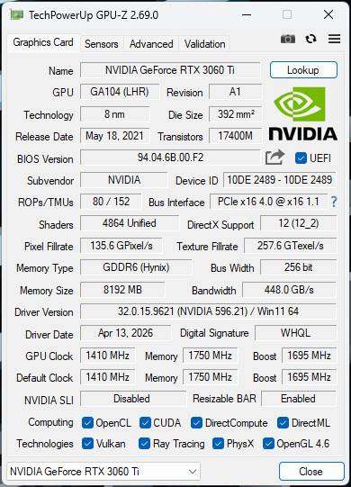 Gaming PC with ARGB, RTX 3060Ti 8Gb GPU, i7-9700 CPU, 32Gb RAM, 1TGb NvMe, Win 11 Pro