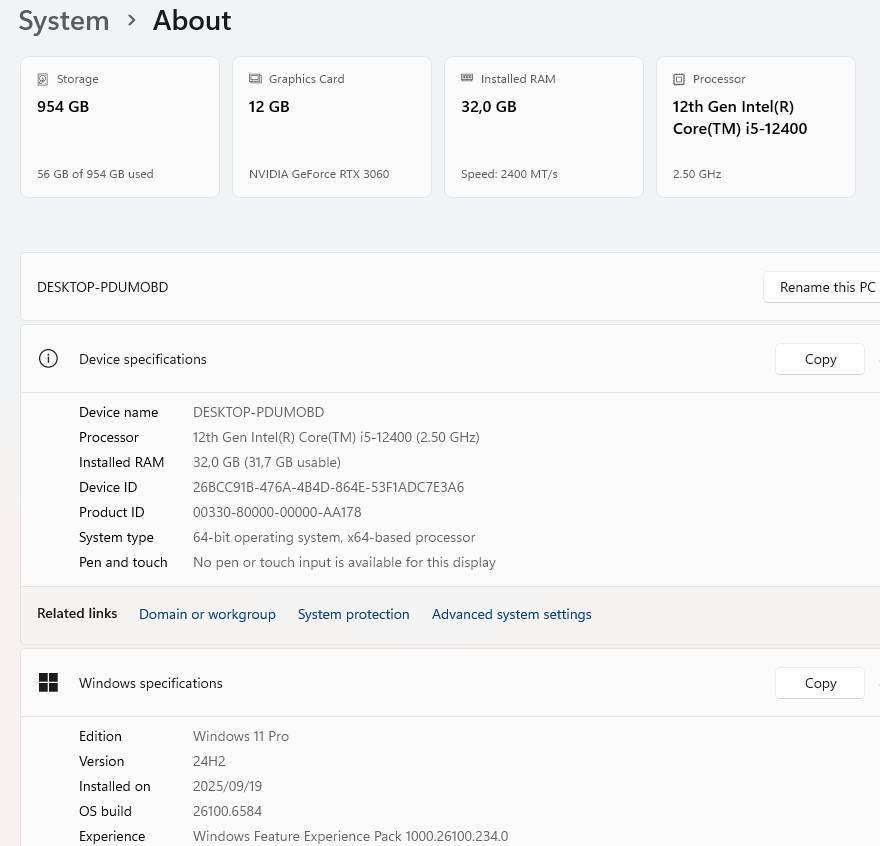 Gaming PC with ARGB, RTX3060 12Gb GPU, i5-12400 CPU, 32Gb RAM, 1Tb NvMe, Win 11 Pro