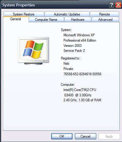 Vintage XP 64bit Desktop, GF 7600 GS 512Mb GPU, Core 2 Duo CPU, 2Gb RAM, 120Gb SSD, DVD, Win XP64bit