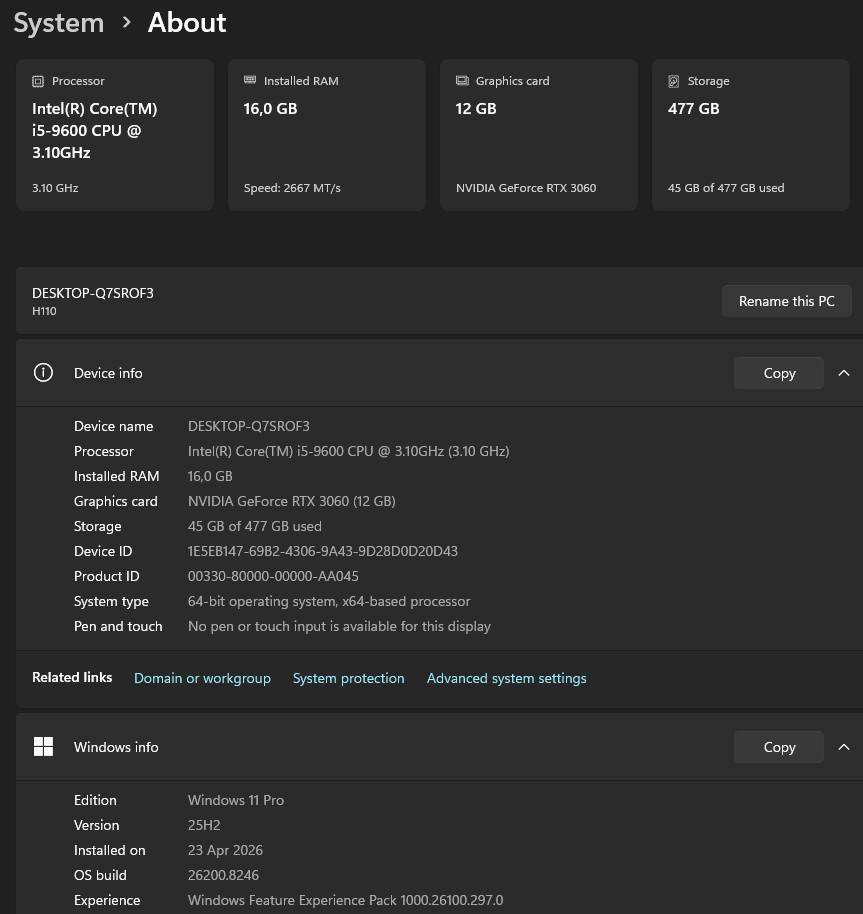 Gaming PC with ARGB, RTX 3060 12Gb GPU, i5-9600 CPU, 16Gb RAM, 512Gb NvMe, Win 11 Pro