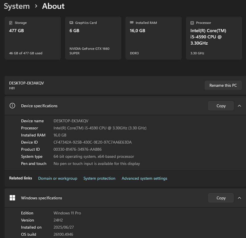Gaming PC with ARGB, GT1660 Super 6Gb GPU, i5-4590 CPU, 16Gb RAM, 512Gb NvMe, Win 11 Pro