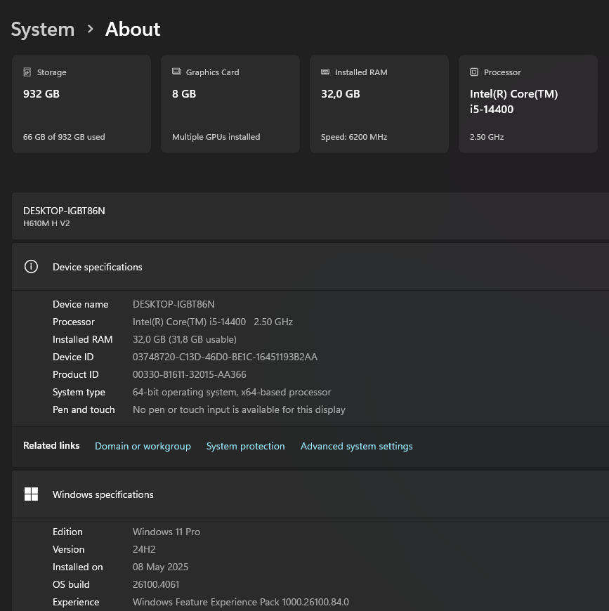 Gaming PC with ARGB, RTX3070 8Gb GPU, i5-14400 CPU, 32Gb DDR5 RAM, 1Tb Gen 4 NvMe, Win 11 Pro