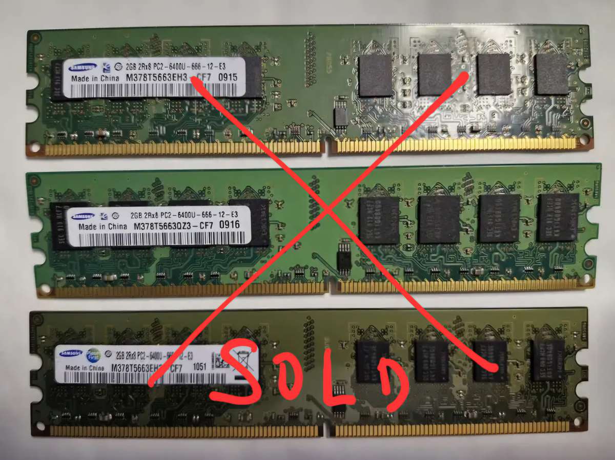 2Gb DDR2 667/800MHz RAM, 240 pin for PC