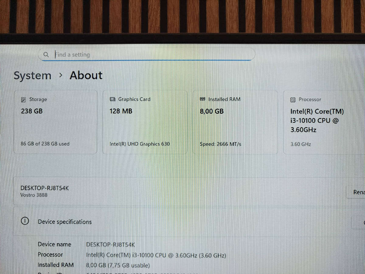 Dell Vostro 3888 i3 10th gen