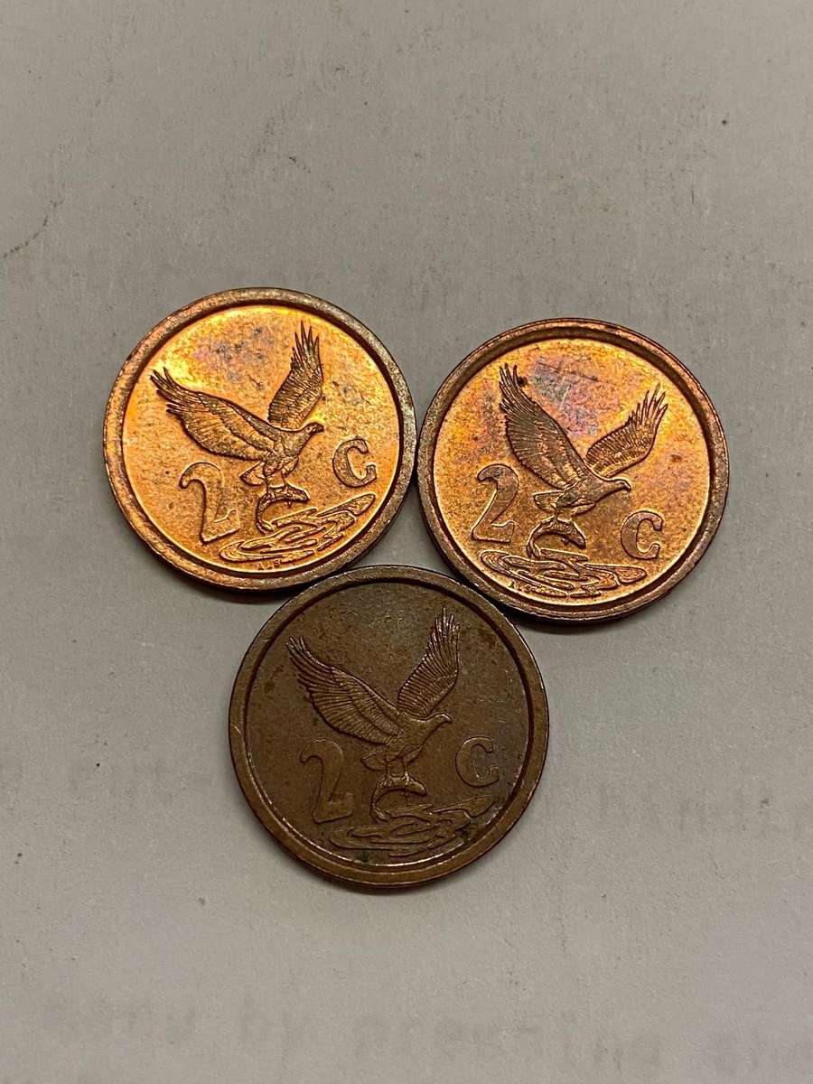 1996 and 1998 South Africa 2 cent - BID PER COIN