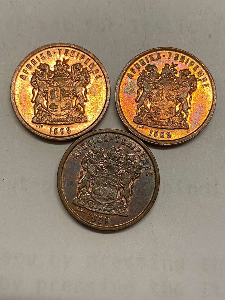 1996 and 1998 South Africa 2 cent - BID PER COIN