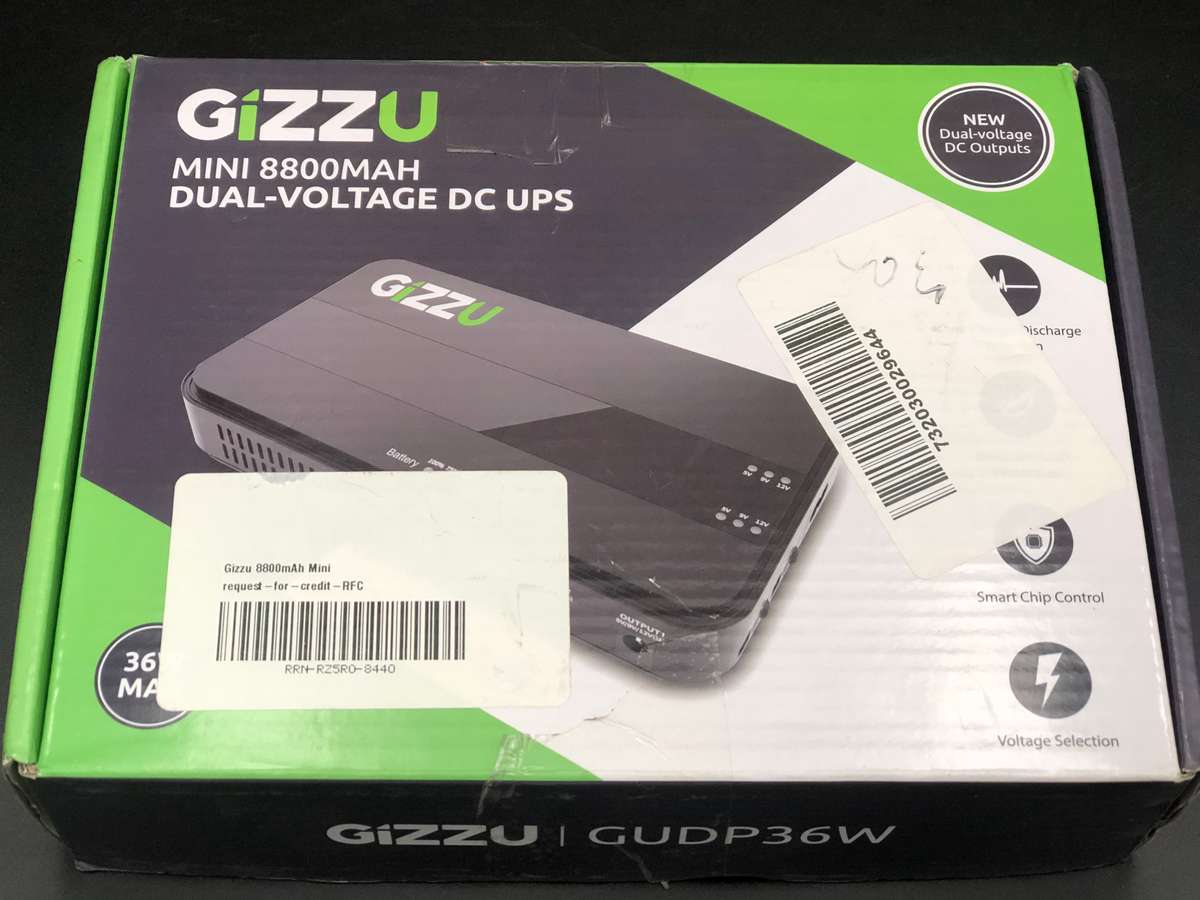 Gizzu GUDP36W Black 8800mAh Mini Dual DC UPS x 1