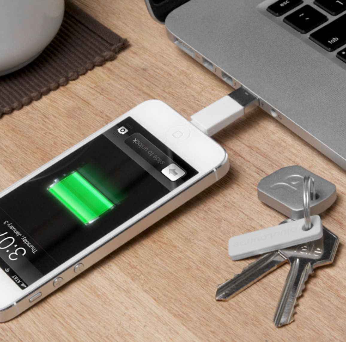 Bluelounge Kii Short USB to Lightning/USB Key chain Charge/Sync Cable