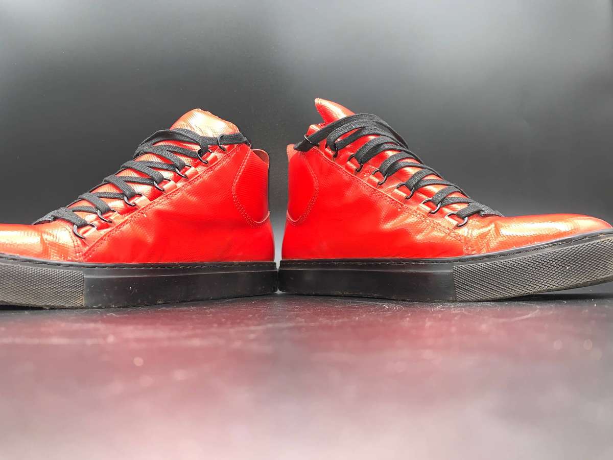 Balenciaga Style Red Arena High-Top Sneakers  Vibrant & Bold Size 41