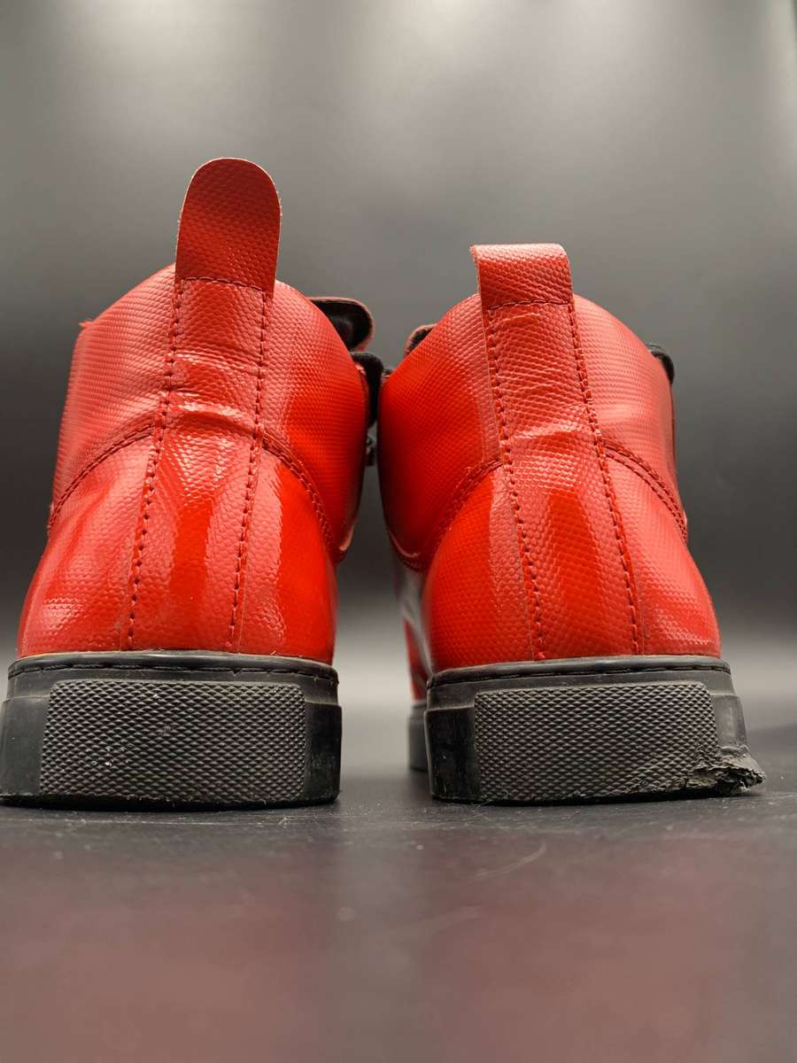 Balenciaga Style Red Arena High-Top Sneakers  Vibrant & Bold Size 41