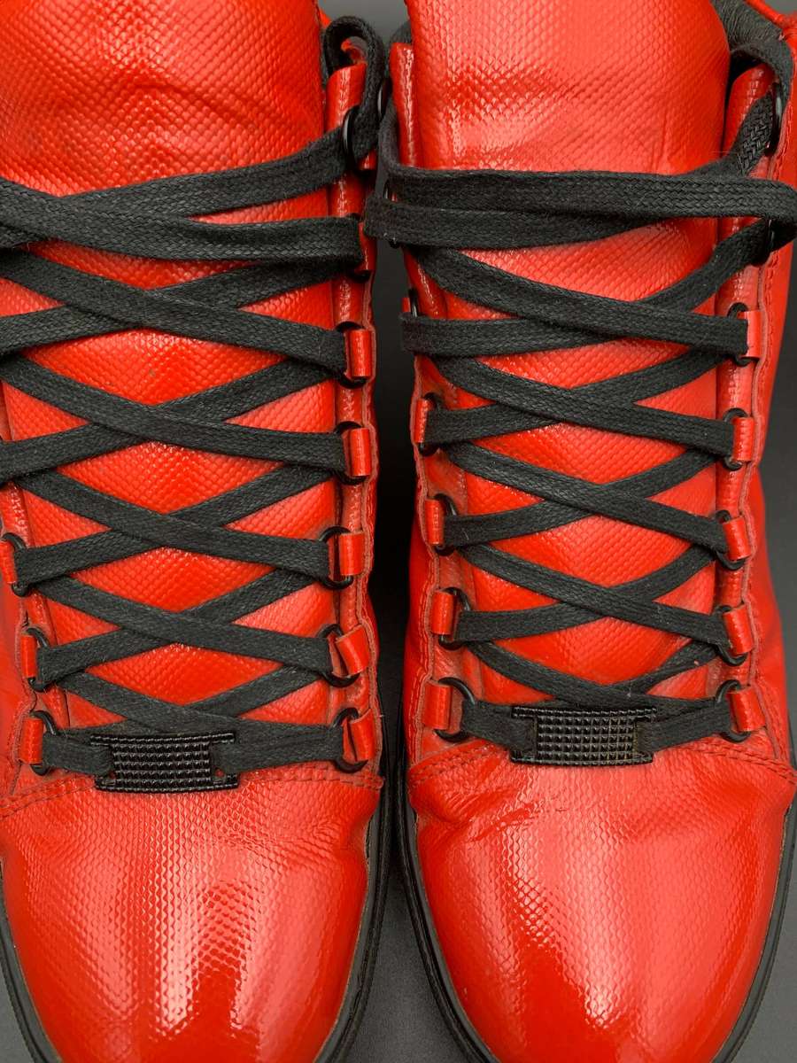 Balenciaga Style Red Arena High-Top Sneakers  Vibrant & Bold Size 41
