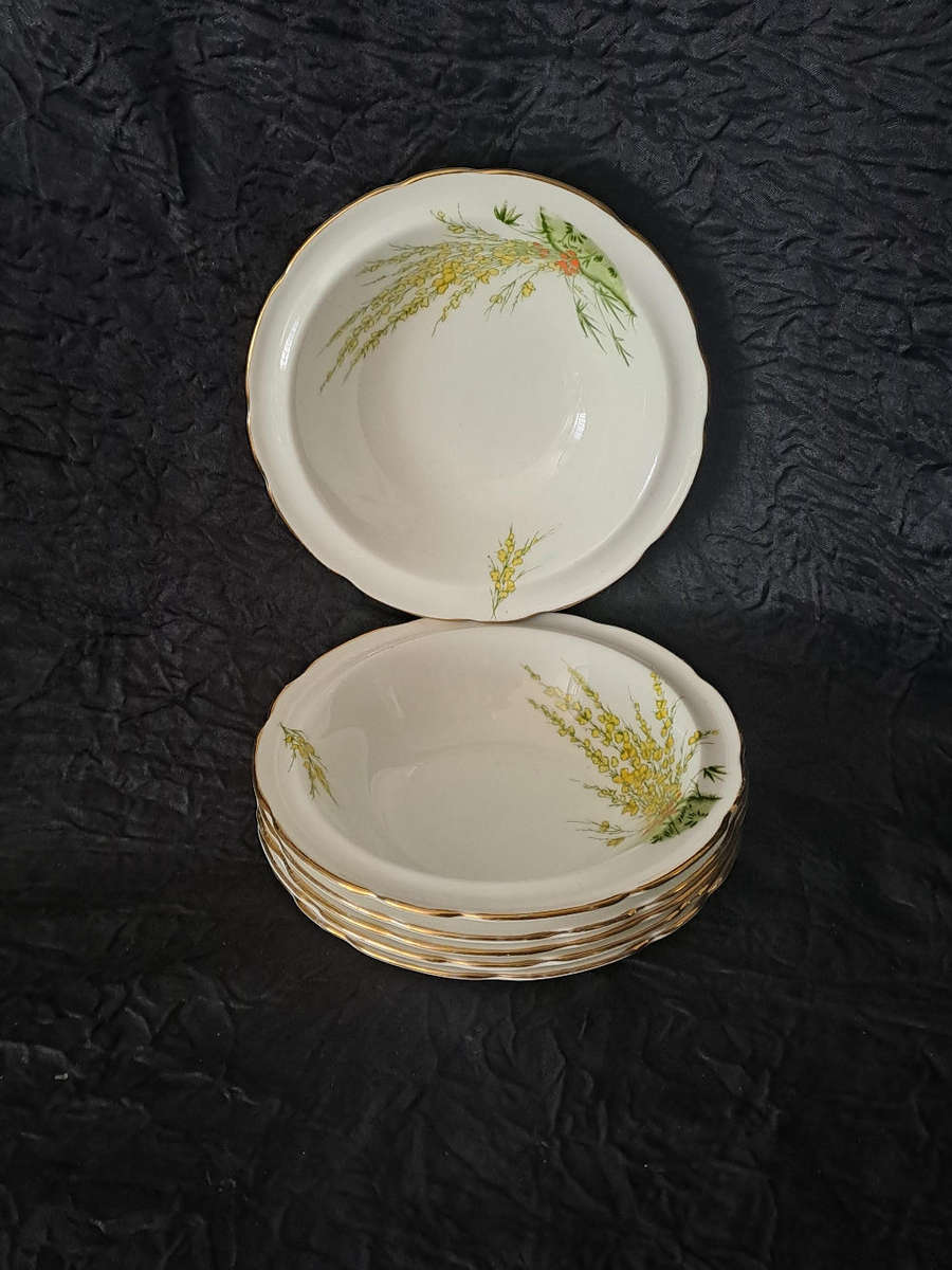 Vintage Royal Stafford dessert bowls x 6"Broom" pattern